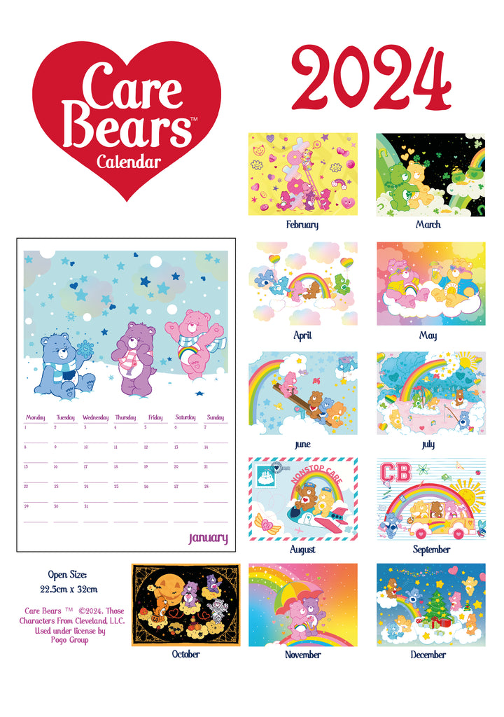 Care Bears Wall Calendar 2024-ALL + EVERY