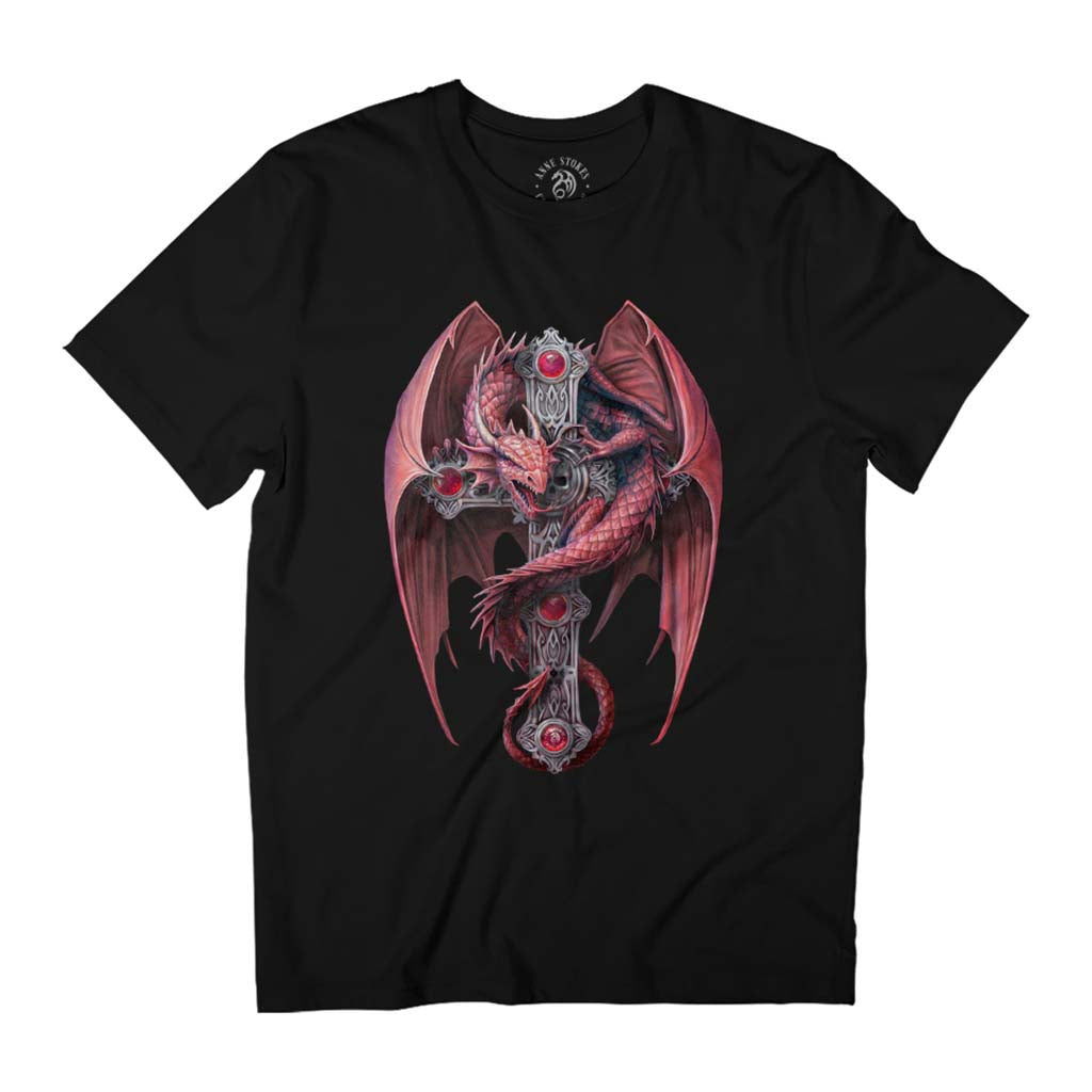 Gothic Guardian Dragon Cross Anne Stokes Collection Men's T-Shirt-ALL + EVERY