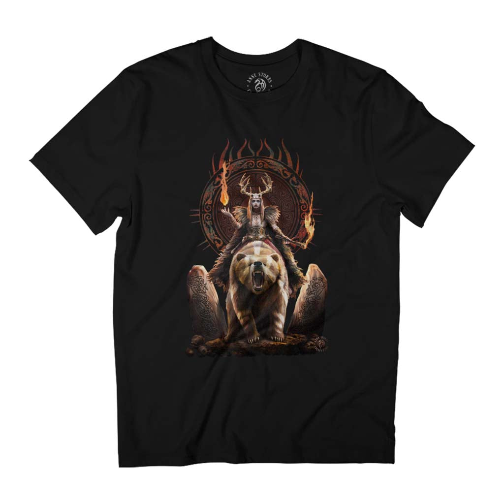 Viking Witch On Bear Anne Stokes Collection Men's T-Shirt-ALL + EVERY