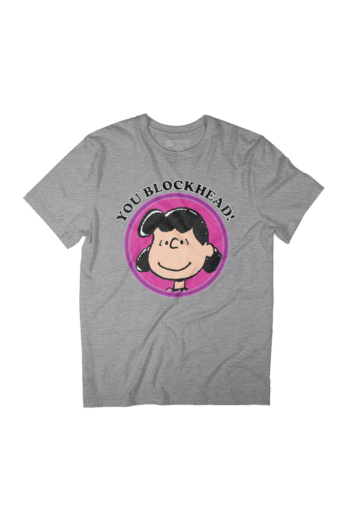 Peanuts You Blockhead Lucy Badge Women's Relaxed Fit T-Shirt-ALL + EVERY