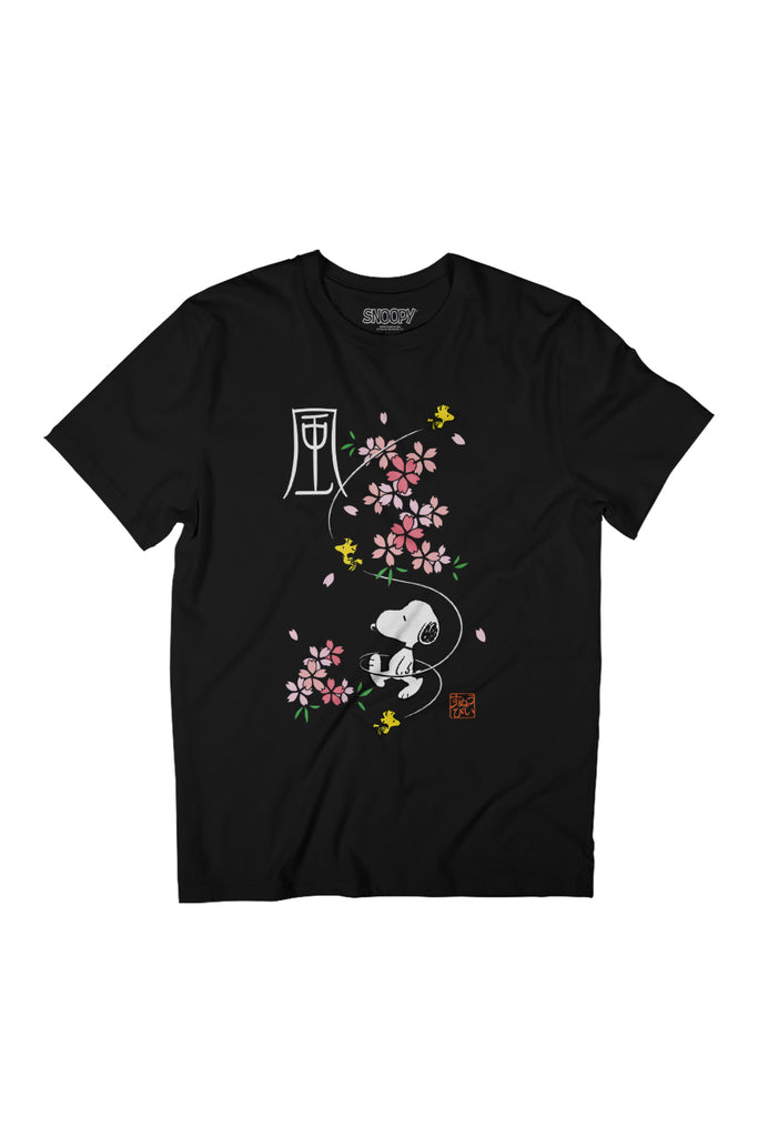Peanuts Snoopy & Woodstock Japan Cherry Blossom Women's Relaxed Fit T-Shirt-ALL + EVERY