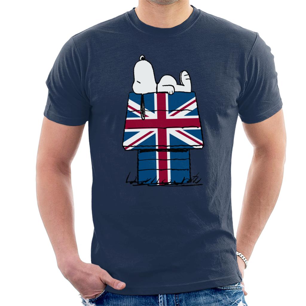 Peanuts Union Jack Hut Snoopy Men's T-Shirt-ALL + EVERY