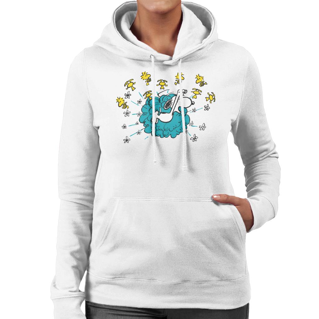 Peanuts Snoopy Woodstock Flower Puff Women's Hooded Sweatshirt-ALL + EVERY