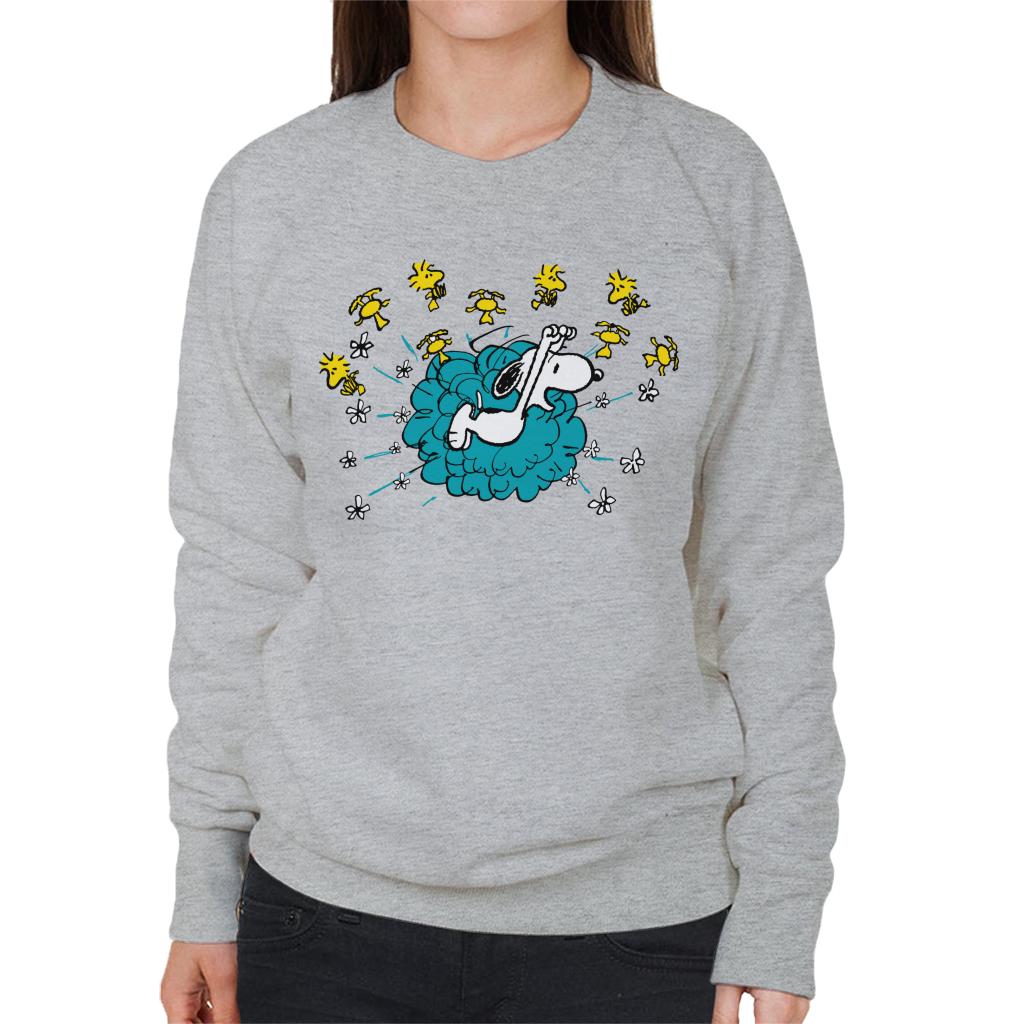 Peanuts Snoopy Woodstock Flower Puff Women's Sweatshirt-ALL + EVERY