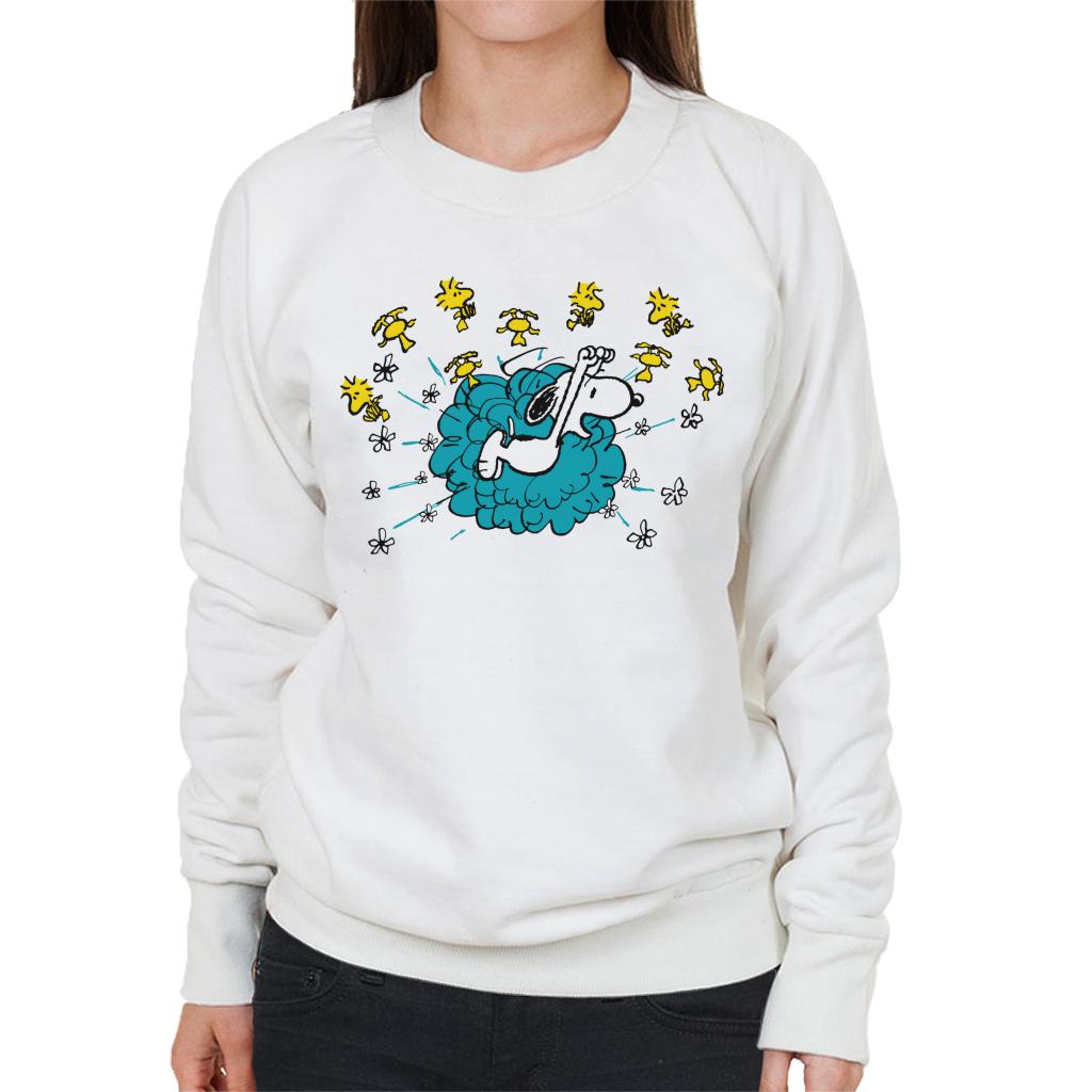 Peanuts Snoopy Woodstock Flower Puff Women's Sweatshirt-ALL + EVERY