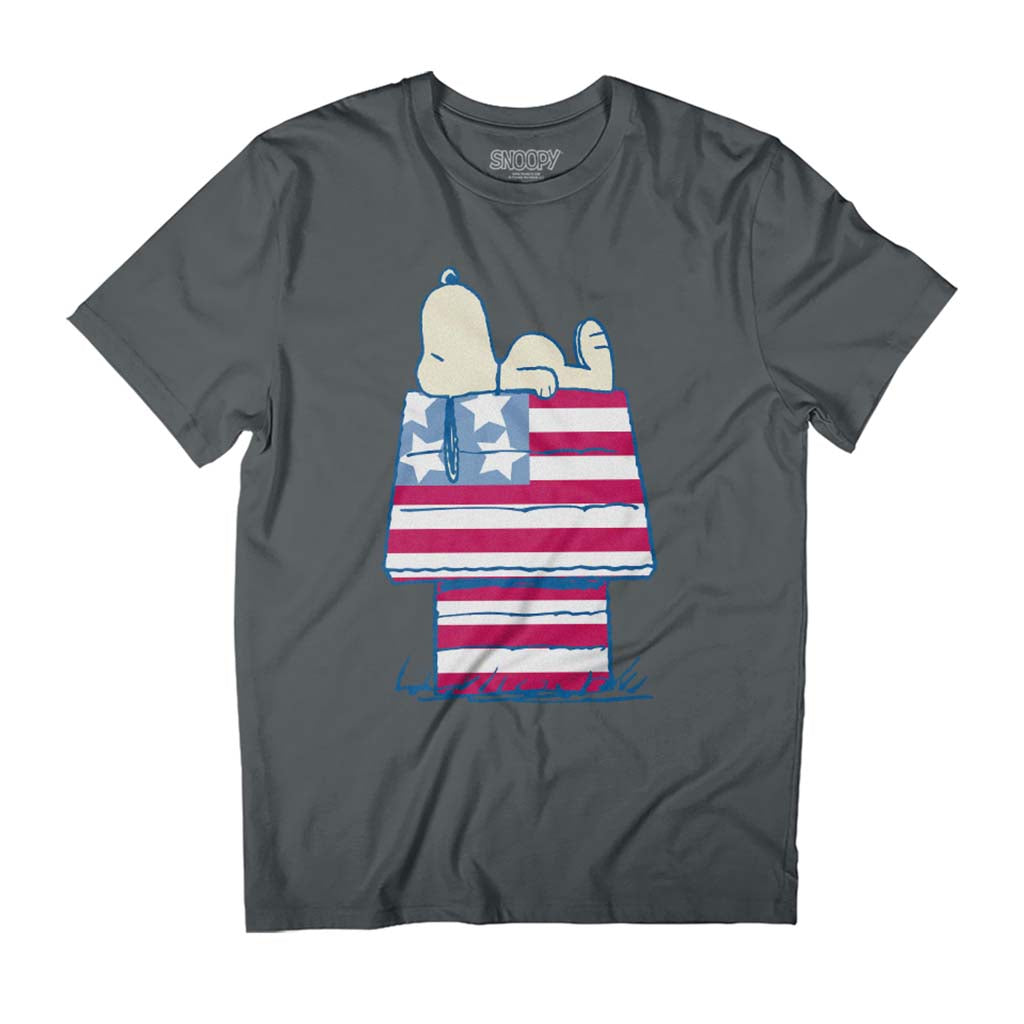Peanuts Snoopy Patriotic Kennel Independence Day Men's T-Shirt-ALL + EVERY