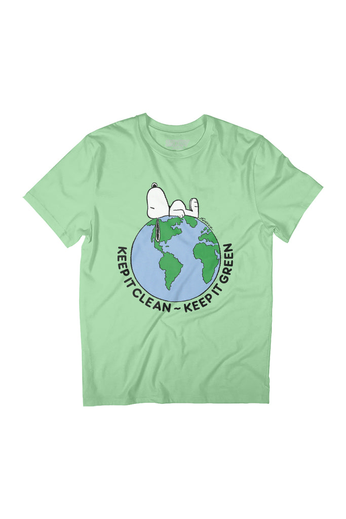 Peanuts Snoopy Keep It Green Women's Relaxed Fit T-Shirt-ALL + EVERY