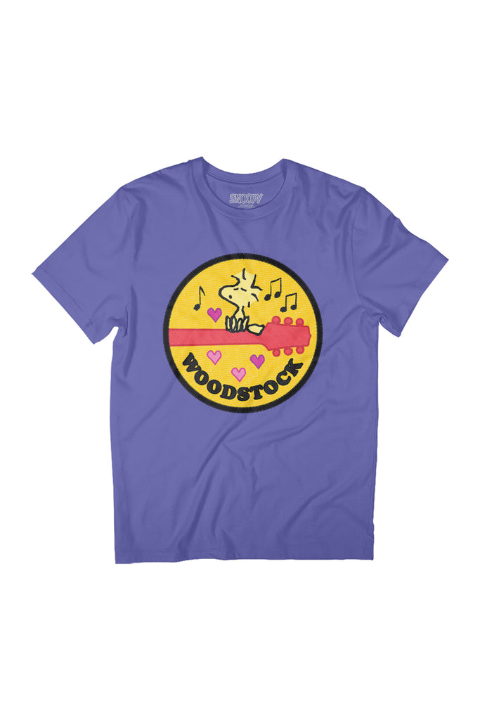 Peanuts Woodstock Perched On A Guitar Women's Relaxed Fit T-Shirt-ALL + EVERY