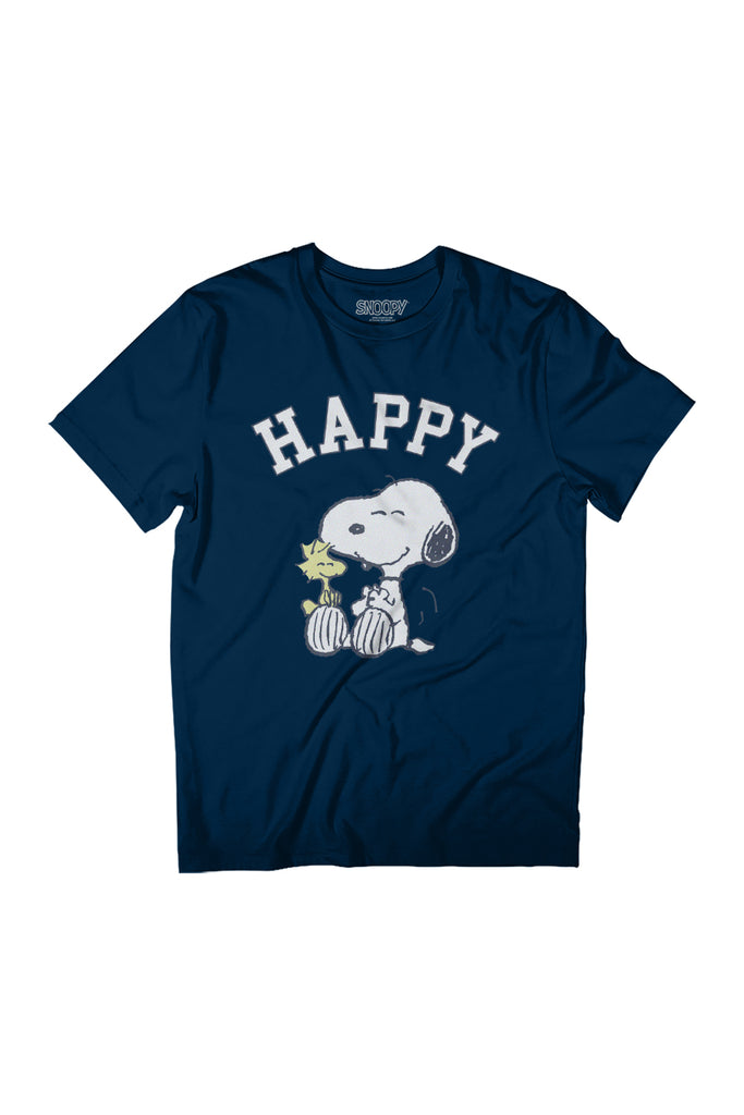 Peanuts Snoopy And Woodstock Happy Women's Relaxed Fit T-Shirt-ALL + EVERY