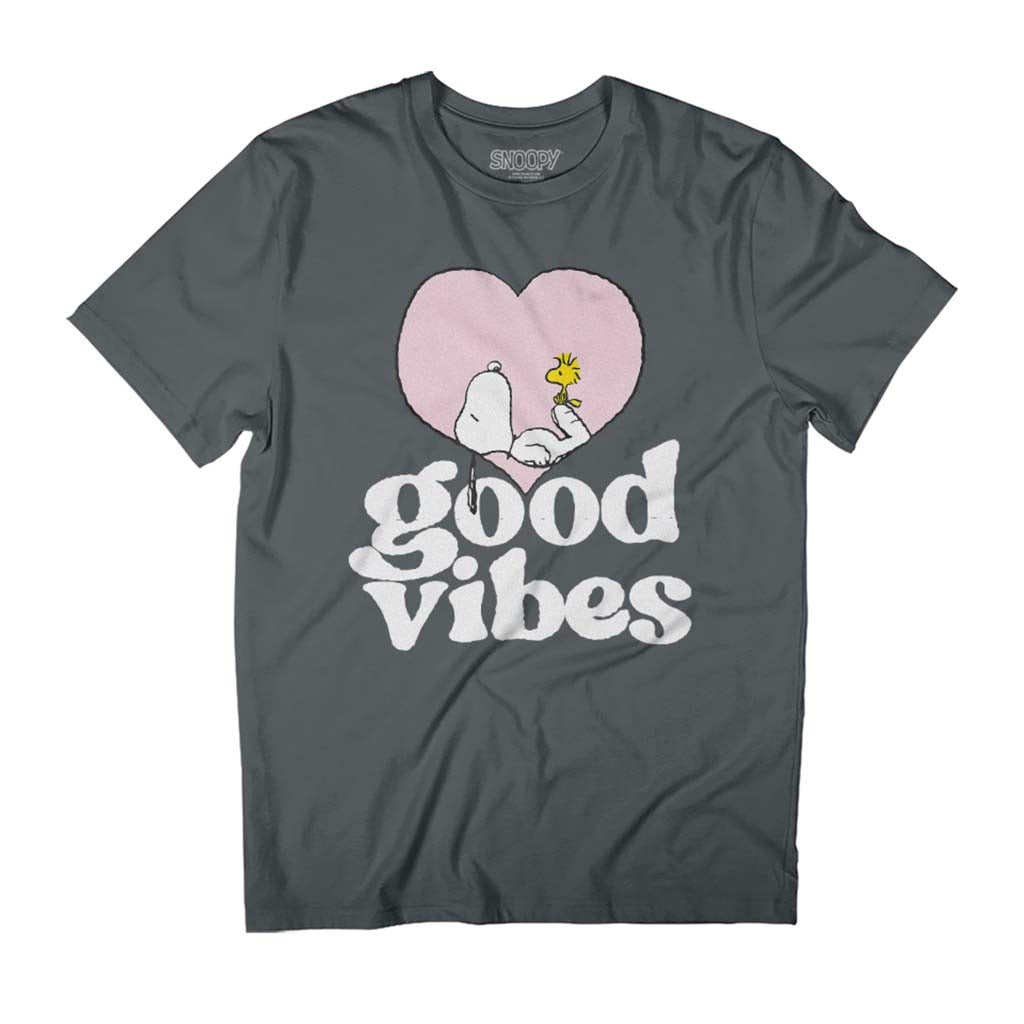 Peanuts Snoopy And Woodstock Love Heart Good Vibes Men's T-Shirt