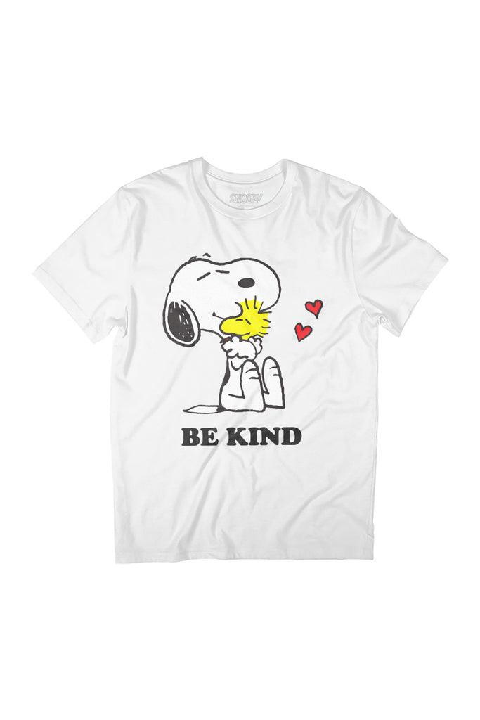 Peanuts Snoopy Hugging Woodstock Love Hearts Be Kind Women's Relaxed Fit T-Shirt-ALL + EVERY