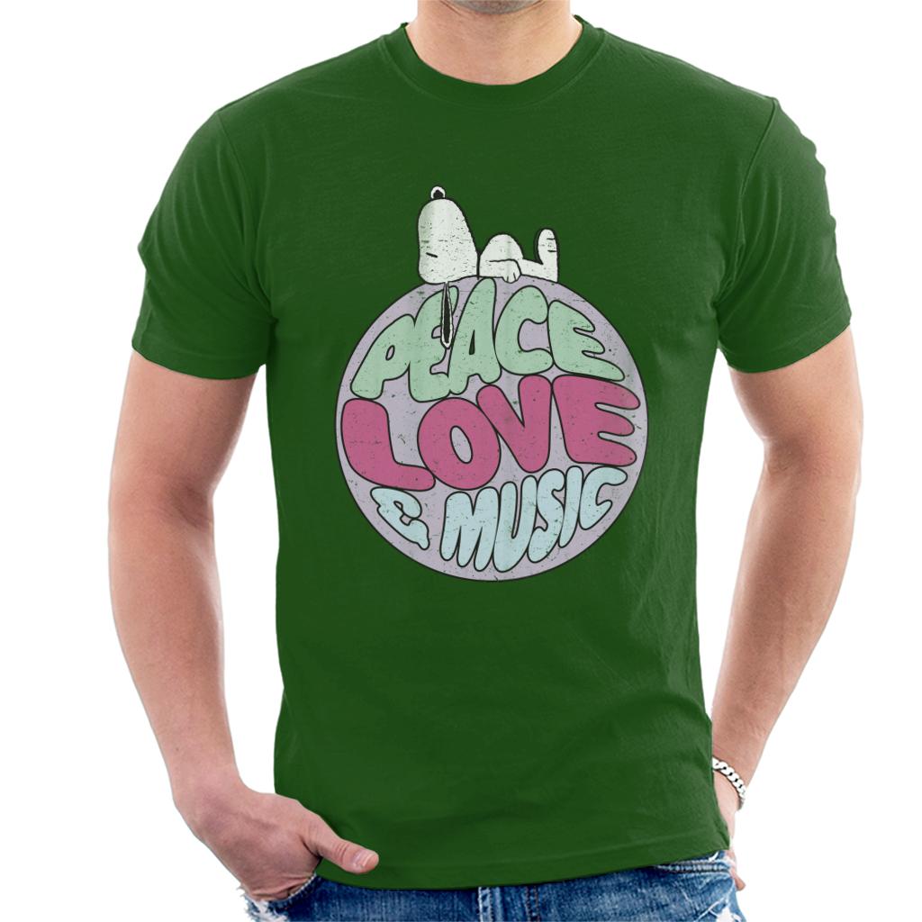 Peanuts Snoopy Peace Love And Music Men's T-Shirt