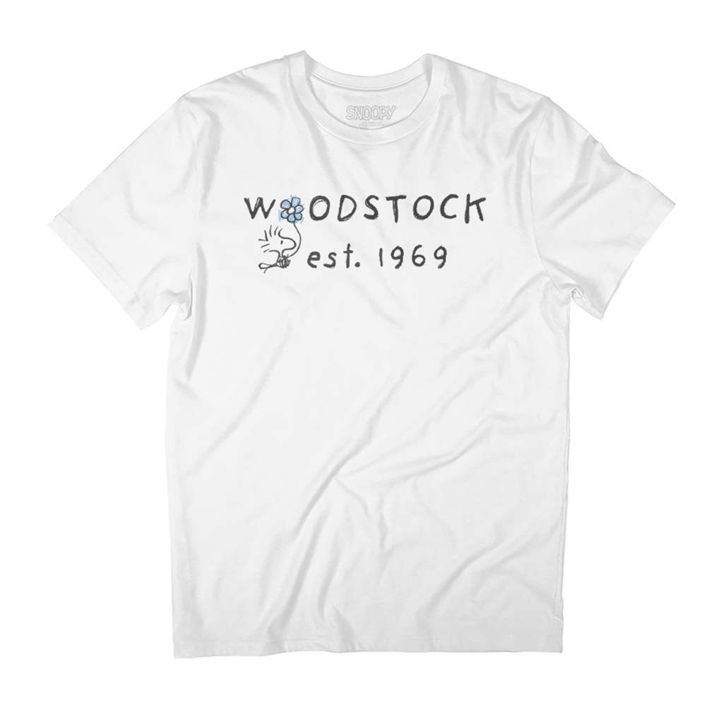 Peanuts Woodstock Flower Est 1969 Men's T-Shirt-ALL + EVERY