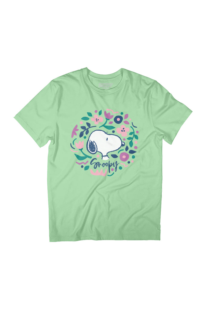 Peanuts Snoopy Floral Circle Women's Relaxed Fit T-Shirt-ALL + EVERY