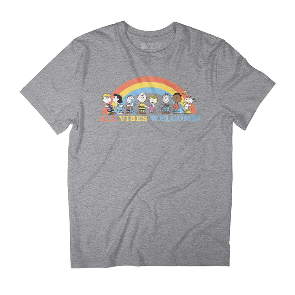 Peanuts Rainbow All Vibes Welcome Snoopy & Gang Men's T-Shirt-ALL + EVERY