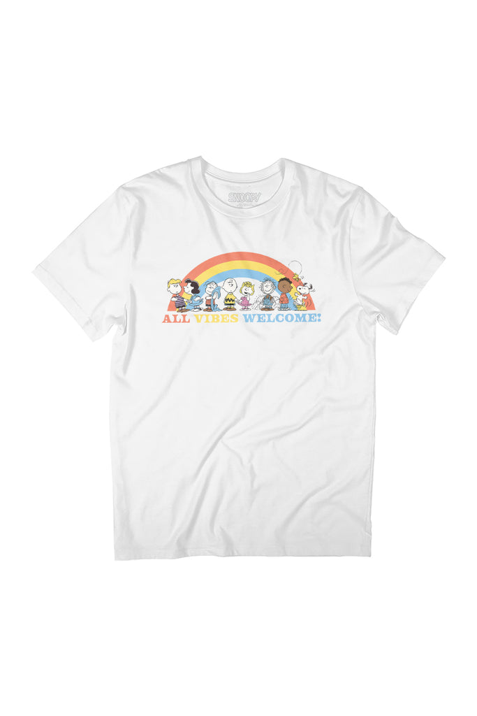Peanuts Rainbow All Vibes Welcome Women's Relaxed Fit T-Shirt-ALL + EVERY