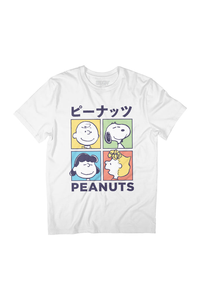 Peanuts Kanji Character Colour Tiles Women's Relaxed Fit T-Shirt-ALL + EVERY