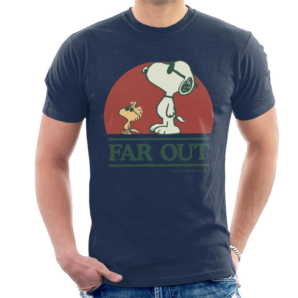 Peanuts Far Out Peace Love And Music Men's T-Shirt-ALL + EVERY