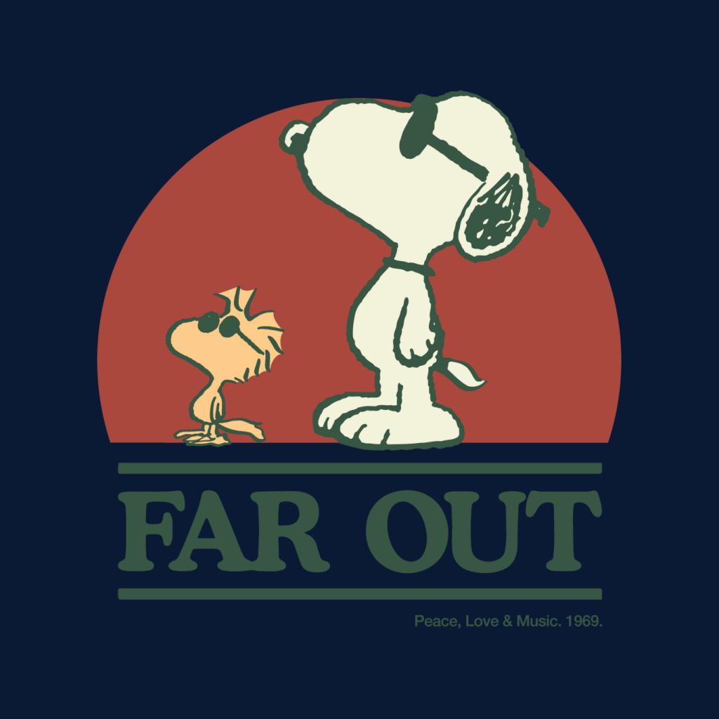 Peanuts Far Out Peace Love And Music Men's T-Shirt-ALL + EVERY