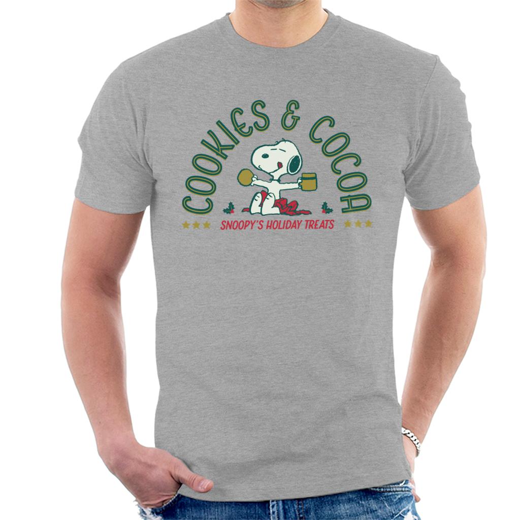 Peanuts Christmas Snoopy Cookies And Cocoa Men's T-Shirt-ALL + EVERY