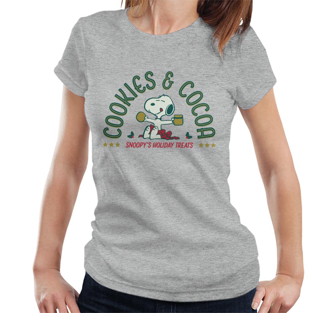 Peanuts Christmas Snoopy Cookies And Cocoa Women's T-Shirt-ALL + EVERY
