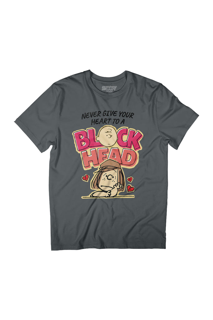Peanuts Peppermint Patty Block Head Valentines Day Women's Relaxed Fit T-Shirt-ALL + EVERY