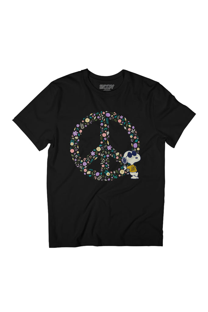 Peanuts Snoopy Joe Cool Peace Sign Nature In Bloom Women's Relaxed Fit T-Shirt-ALL + EVERY