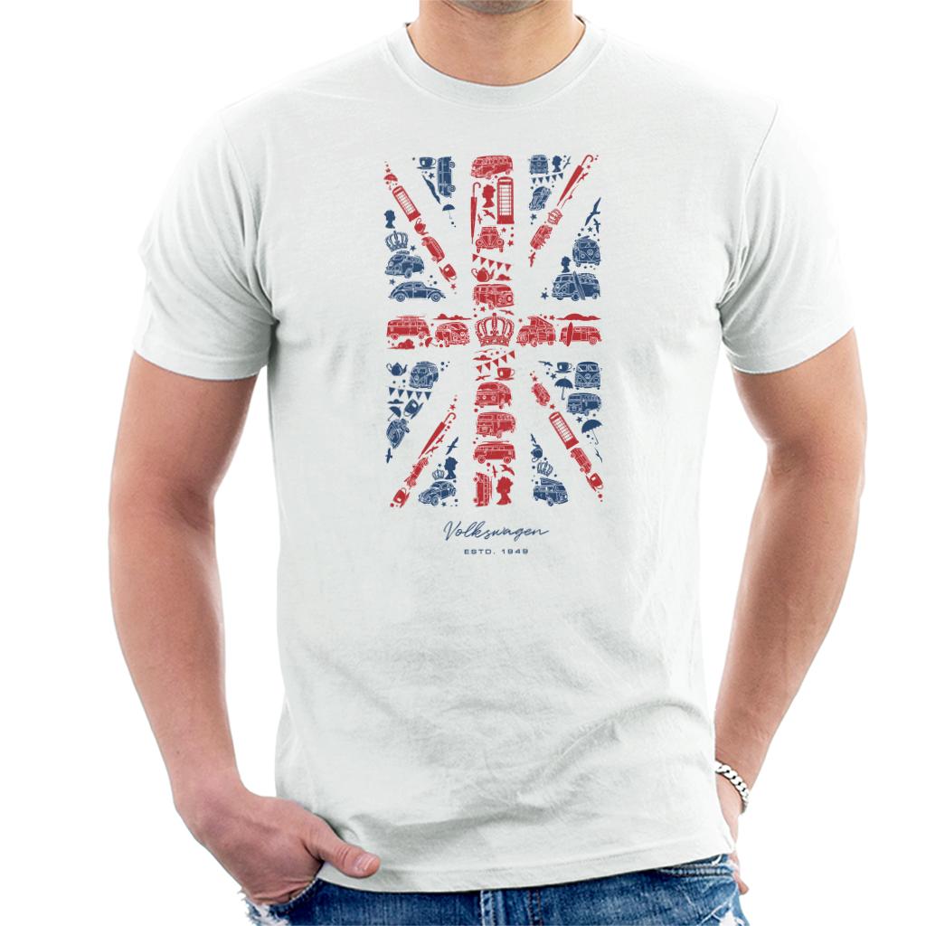 Volkswagen Union Jack Colour Pattern England Euro Football Men's T-Shirt