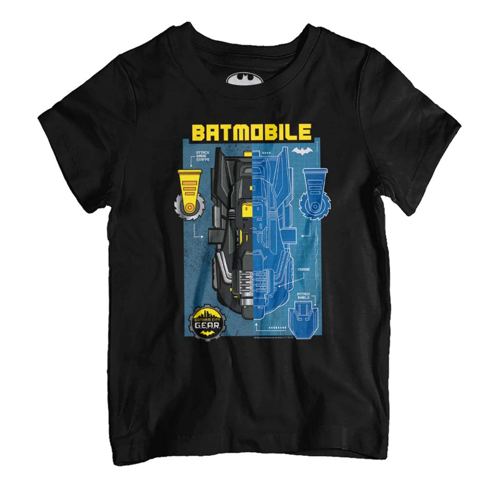 Batman Gotham City Gear Batmobile Blueprint Kid's T-Shirt