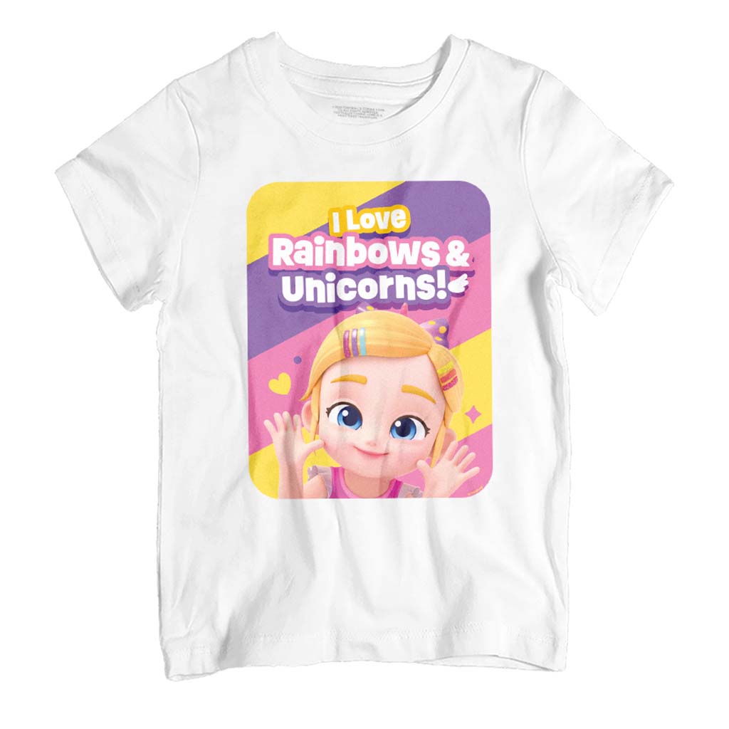 Bebefinn Bora I Love Rainbows & Unicorns! Kids Kid's T-Shirt-ALL + EVERY