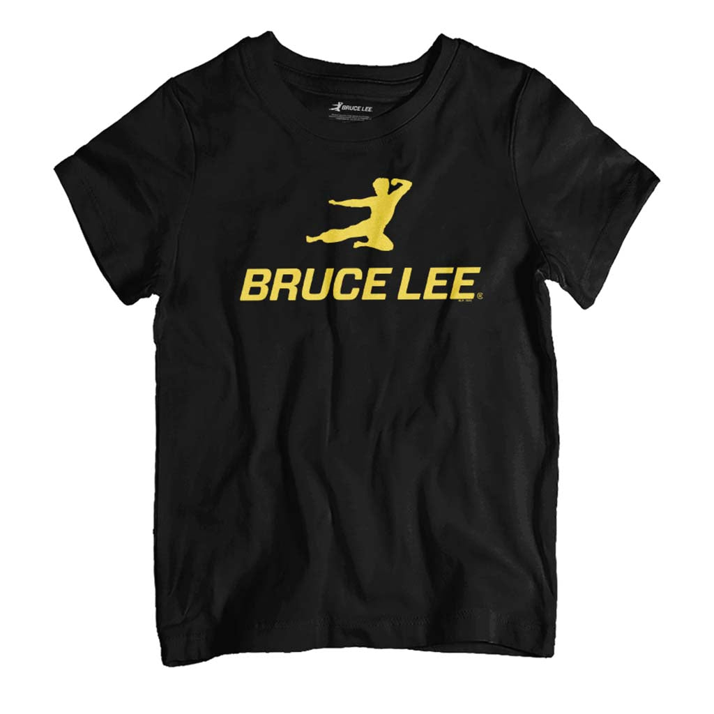 Bruce Lee Kung Fu Kick Yellow Print Kid's T-Shirt-ALL + EVERY