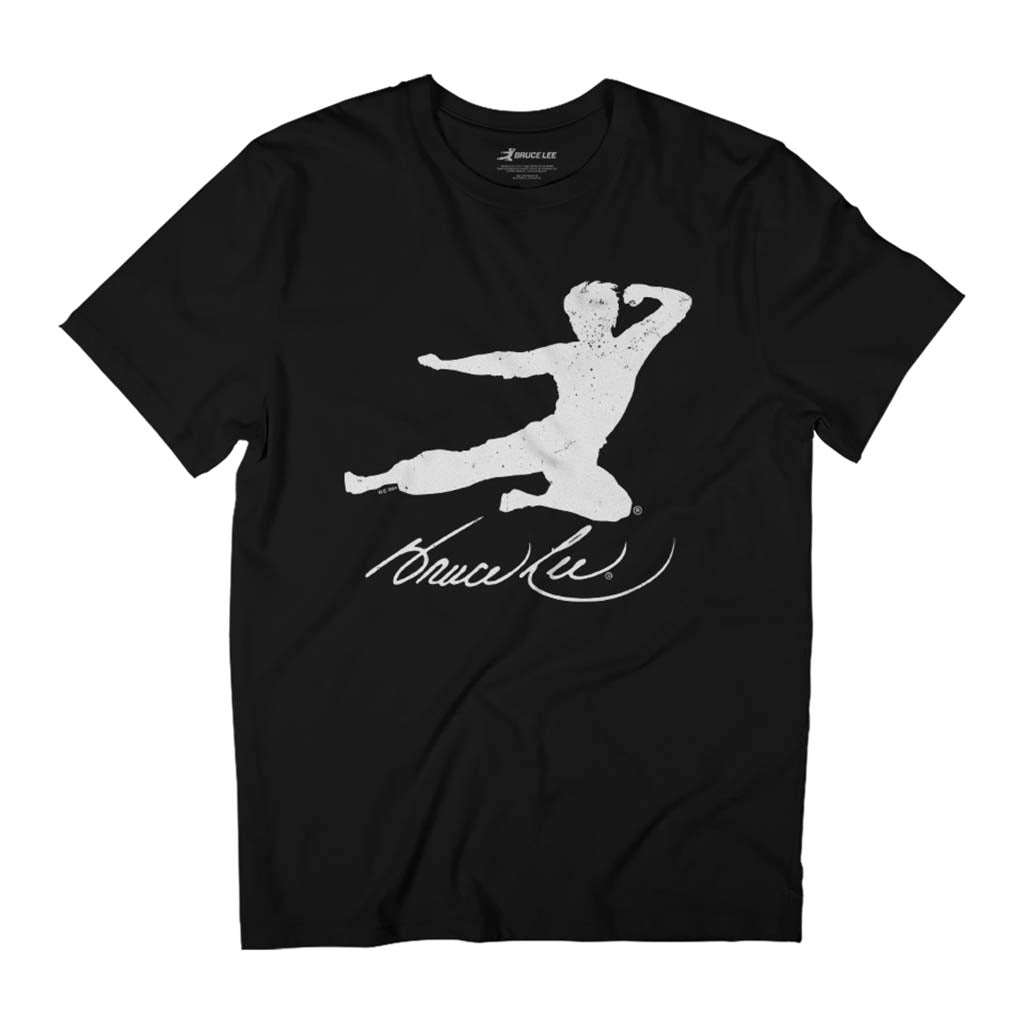 Bruce Lee Jumping Kick White Distressed Men's T-Shirt-ALL + EVERY