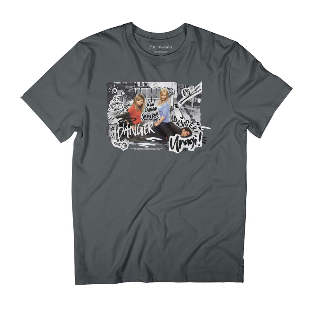 Friends Rachel & Phoebe On Ross Danger Unagi Scene Men's T-Shirt-ALL + EVERY
