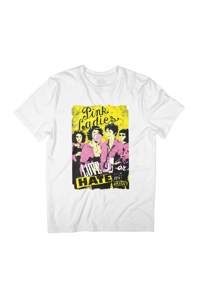 Grease Pink Ladies Love Us Or Hate Us Women's Relaxed Fit T-Shirt-ALL + EVERY