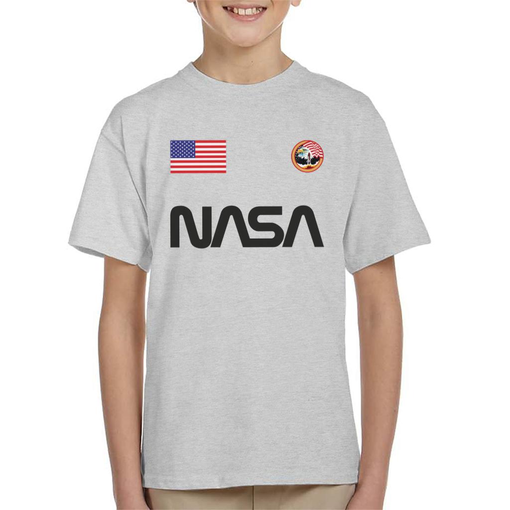NASA Worm Logo US Flag And Apollo Mission Eagle Kid's T-Shirt-ALL + EVERY