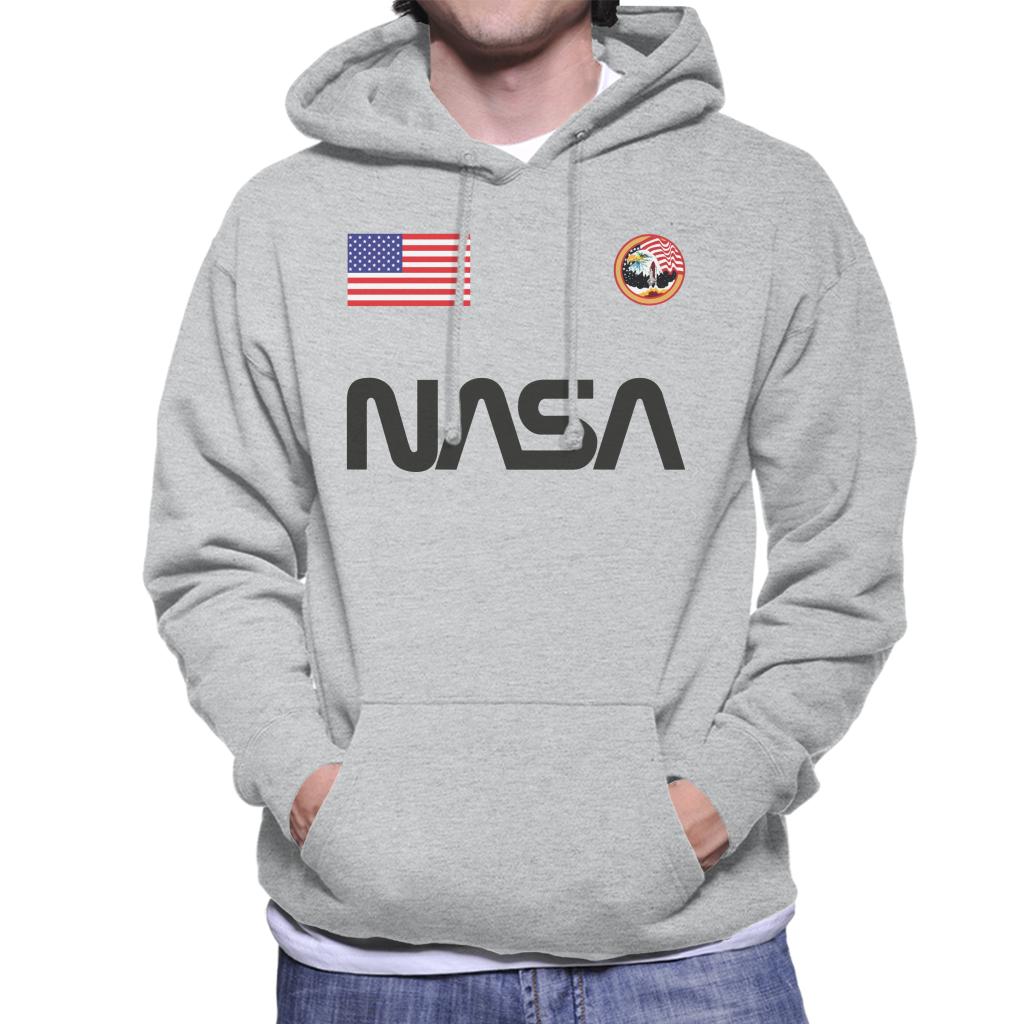 NASA Worm Logo US Flag And Apollo Mission Eagle Men's Hooded Sweatshirt-ALL + EVERY