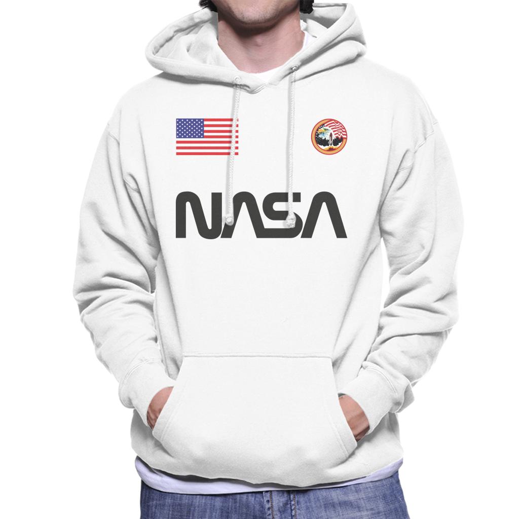 NASA Worm Logo US Flag And Apollo Mission Eagle Men's Hooded Sweatshirt-ALL + EVERY