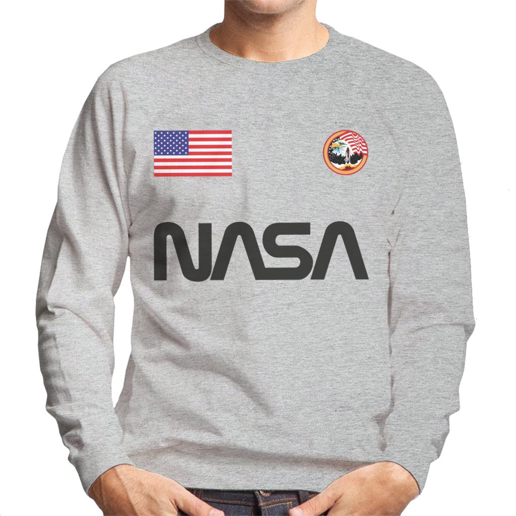 NASA Worm Logo US Flag And Apollo Mission Eagle Men's Sweatshirt-ALL + EVERY