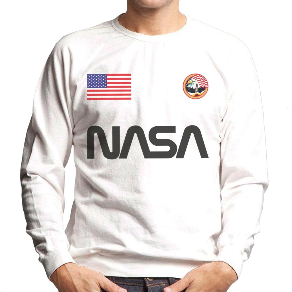 NASA Worm Logo US Flag And Apollo Mission Eagle Men's Sweatshirt-ALL + EVERY