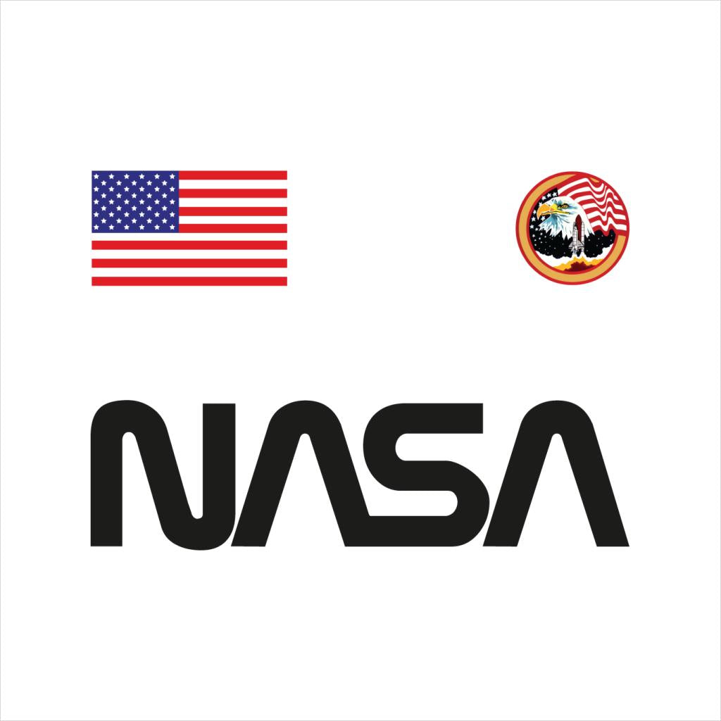 NASA Worm Logo US Flag And Apollo Mission Eagle Women's T-Shirt-ALL + EVERY