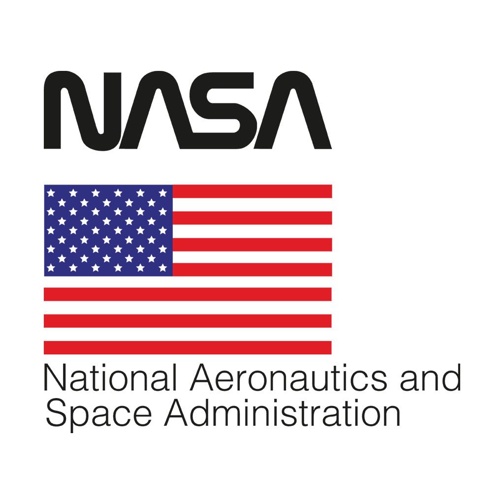 NASA Worm Text Logo And US Flag Men's T-Shirt-ALL + EVERY