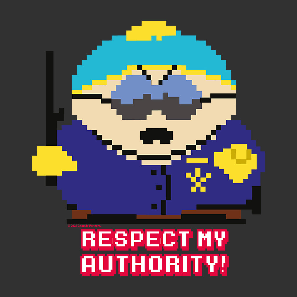 Eric Cartman Respect My Authority! Police Pixelated Men's T-Shirt-ALL + EVERY