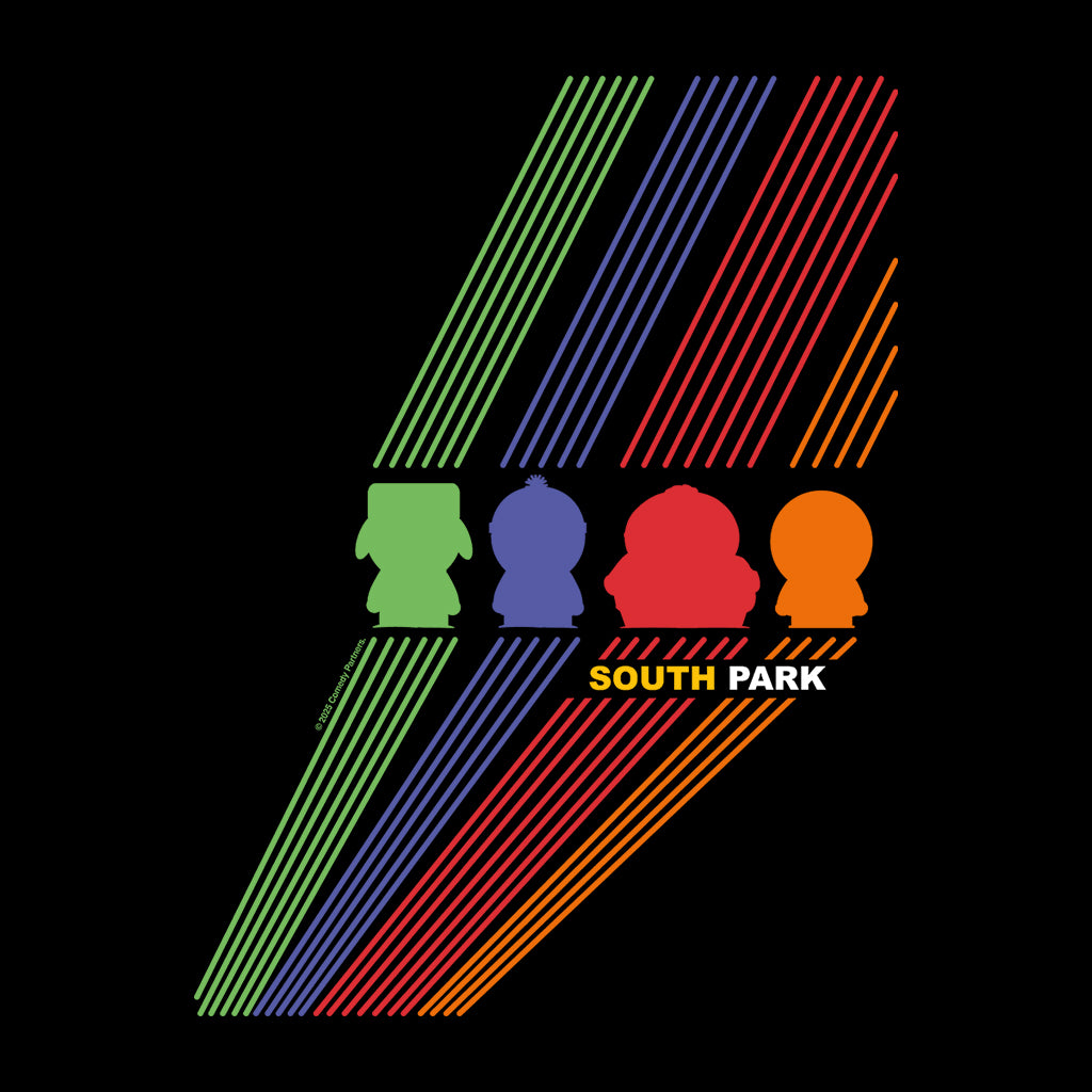 South Park Stan Kenny Kyle & Cartman Colour Line Art Men's T-Shirt-ALL + EVERY