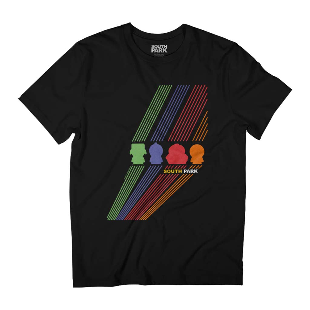 South Park Stan Kenny Kyle & Cartman Colour Line Art Men's T-Shirt-ALL + EVERY