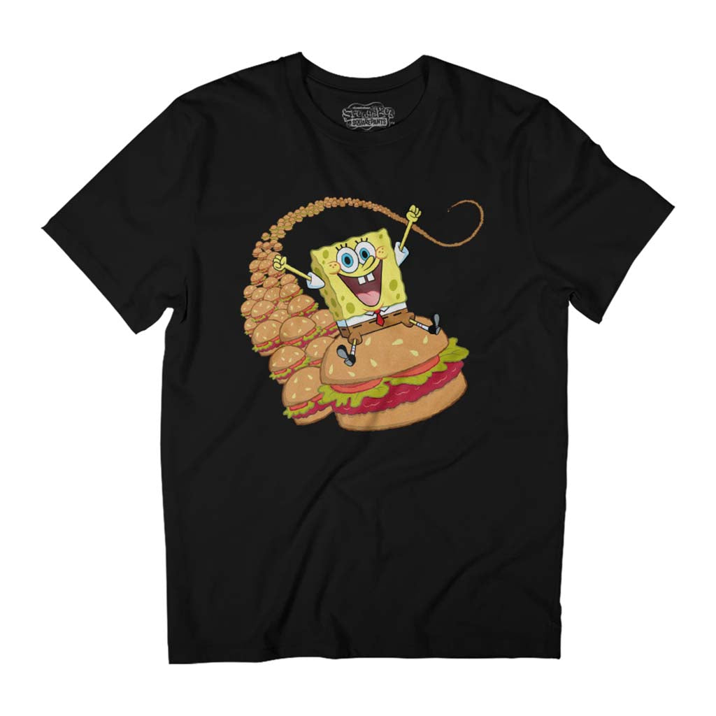 Spongebob Squarepants Riding Krabby Patties Men's T-Shirt-ALL + EVERY