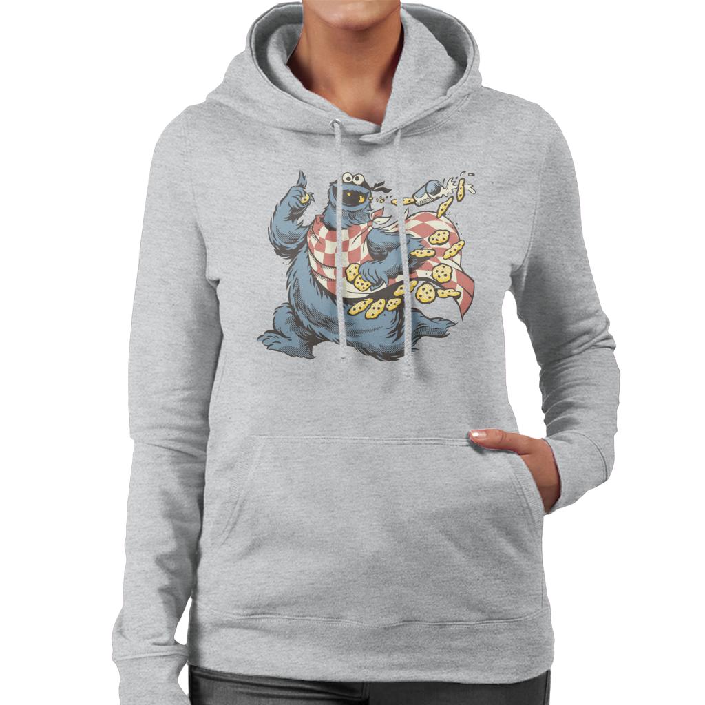 Sesame Street Comic Book Villain Cookie Monster Women's Hooded Sweatshirt-ALL + EVERY