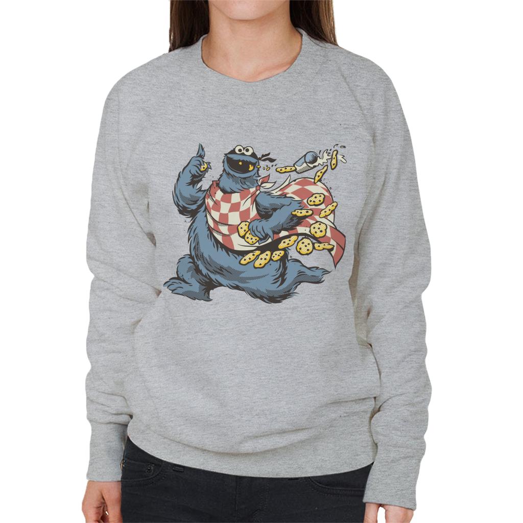 Sesame Street Comic Book Villain Cookie Monster Women's Sweatshirt-ALL + EVERY