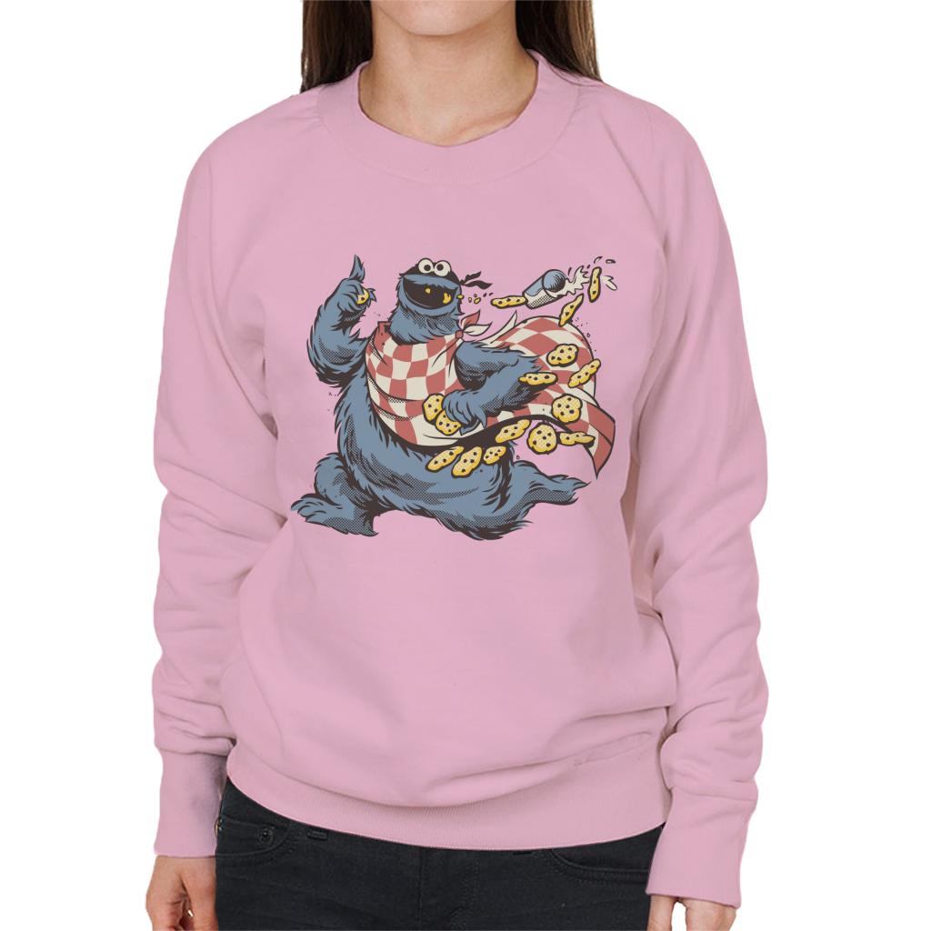 Sesame Street Comic Book Villain Cookie Monster Women's Sweatshirt-ALL + EVERY
