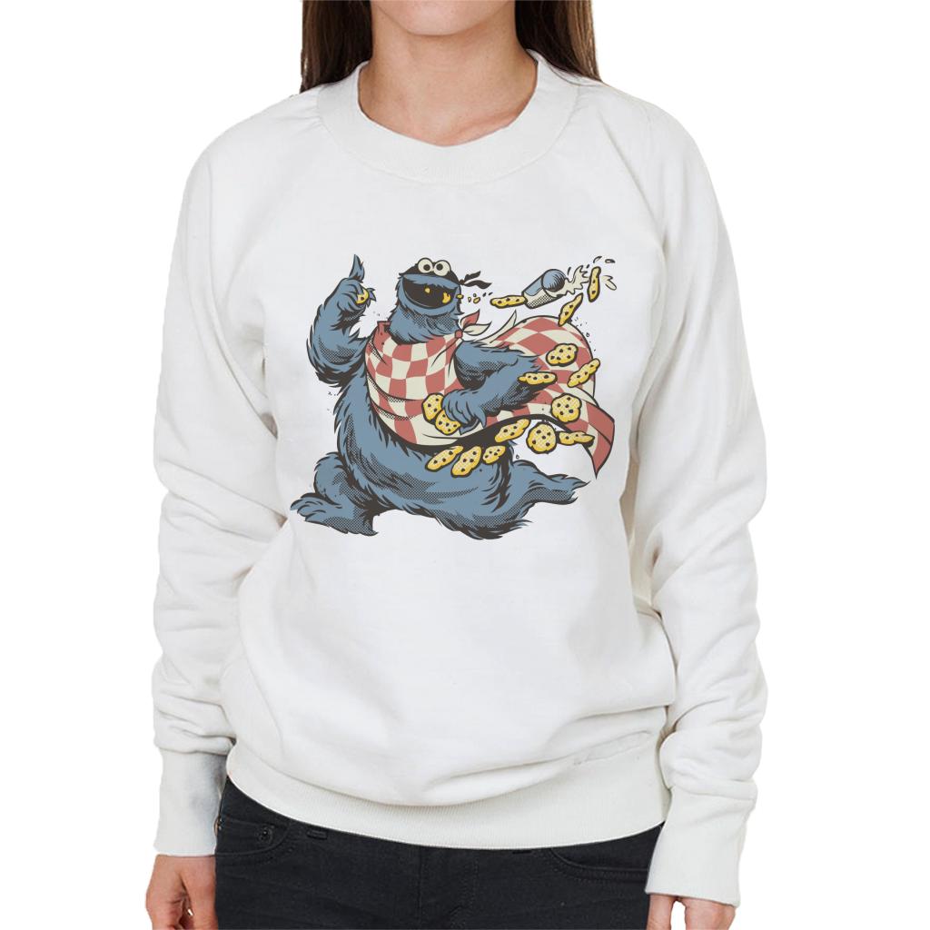 Sesame Street Comic Book Villain Cookie Monster Women's Sweatshirt-ALL + EVERY