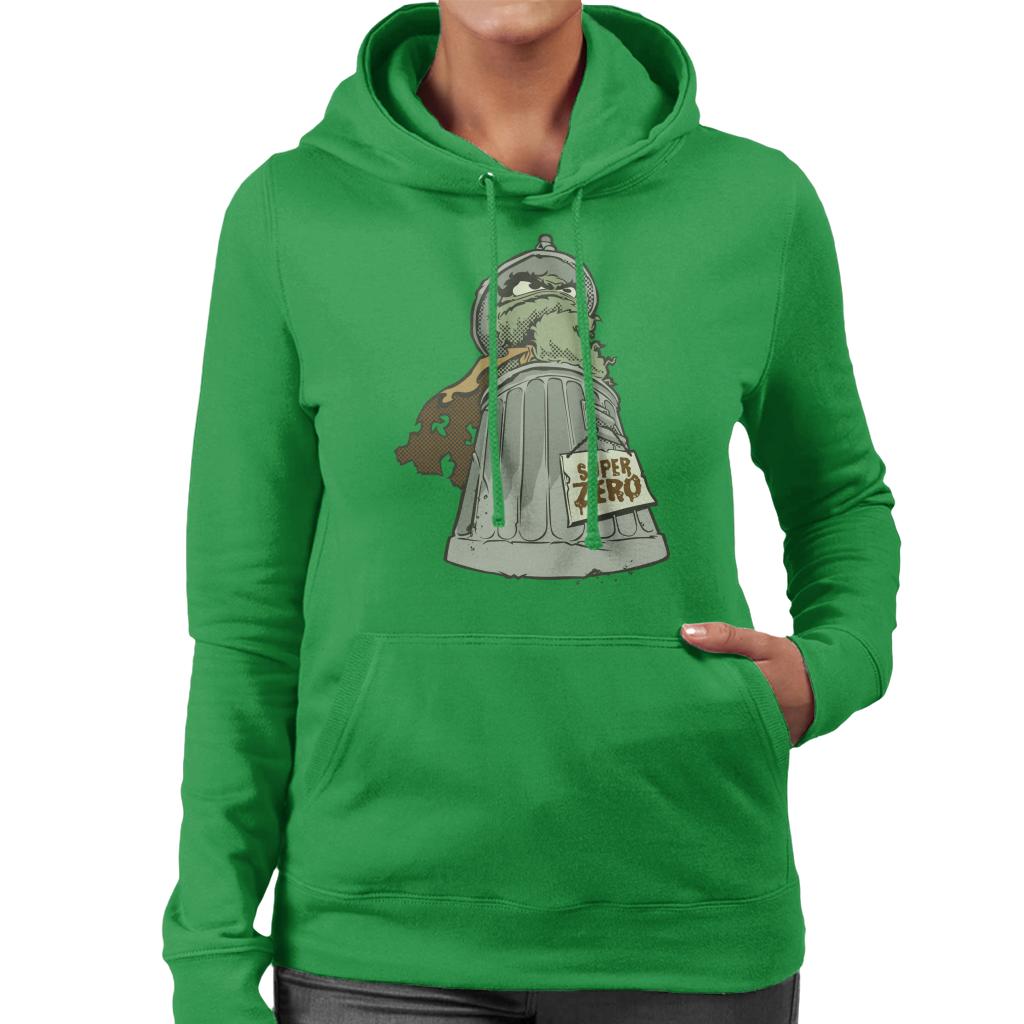 Sesame Street Super Zero Villain Oscar The Grouch Women's Hooded Sweatshirt-ALL + EVERY